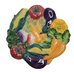 Vintage Fitz And Floyd 1996 Decorative Vegetable Plate Hand Painted 8.5 inch